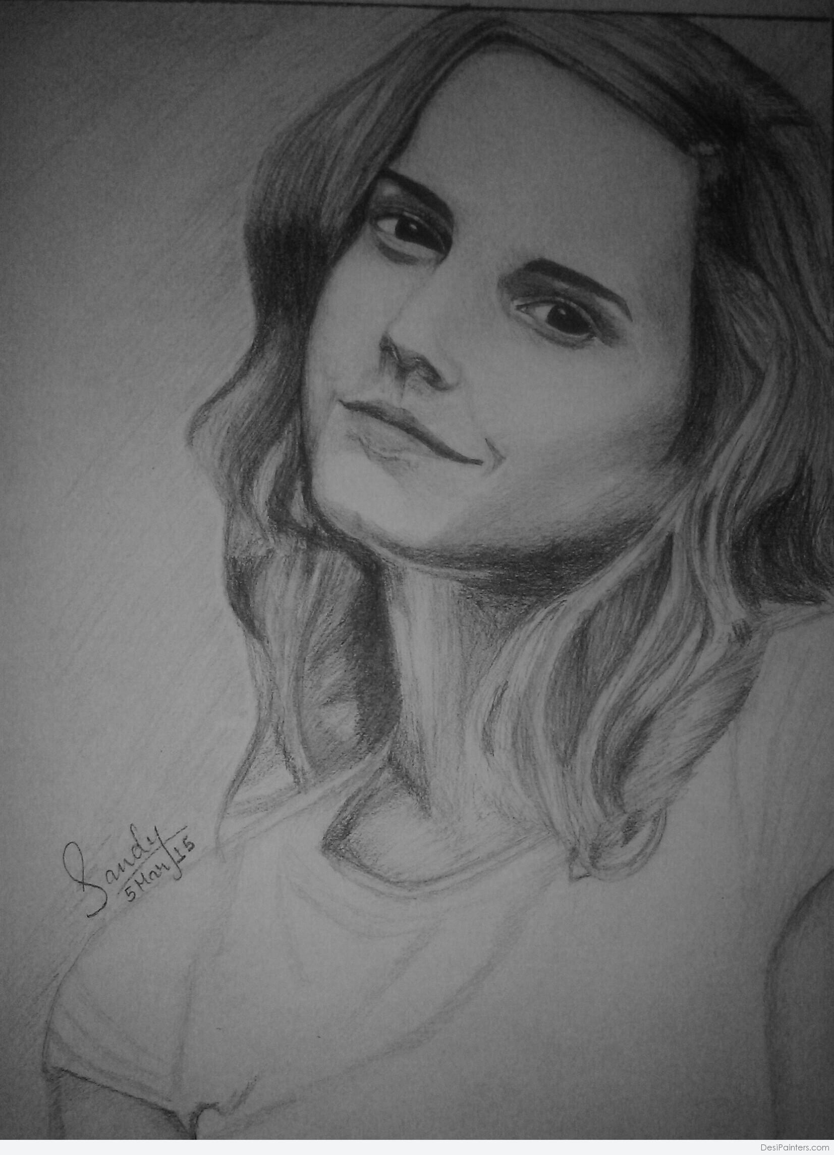 KREA - sketch of Emma Watson, child's crayon drawing. Award-winning, on  toilet paper