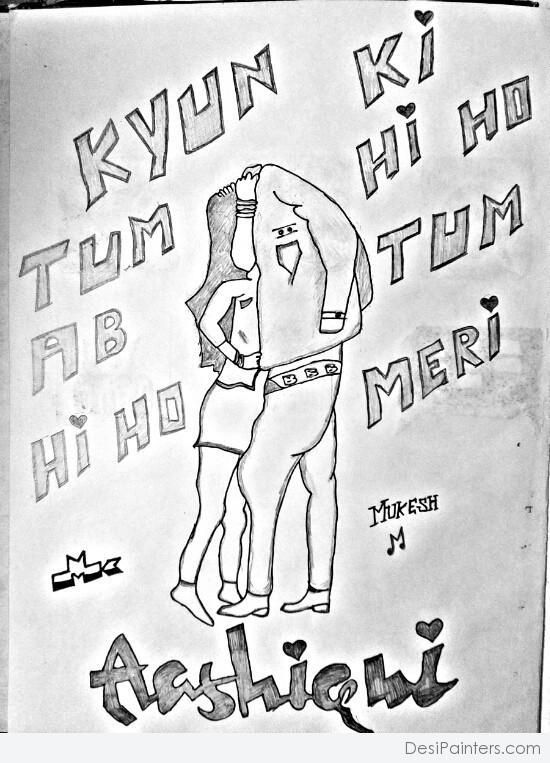 Sketch oF Aashiqui 2 Poster - DesiPainters.com