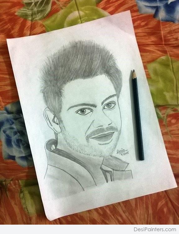 Pencil Sketch of Virat Kohli - DesiPainters.com