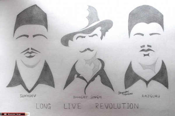 Shaheed Bhagat Singh, Rajguru and Sukhdev - DesiPainters.com
