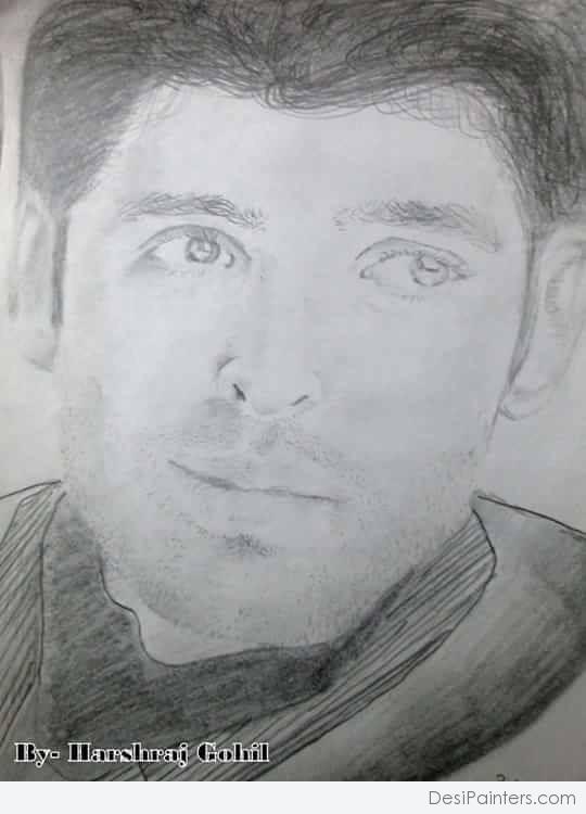 Pencil Sketch Of Hrithik Roshan - DesiPainters.com