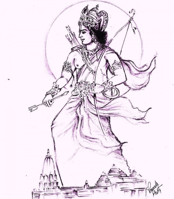 Pencil Sketch Of SHRI RAM - DesiPainters.com