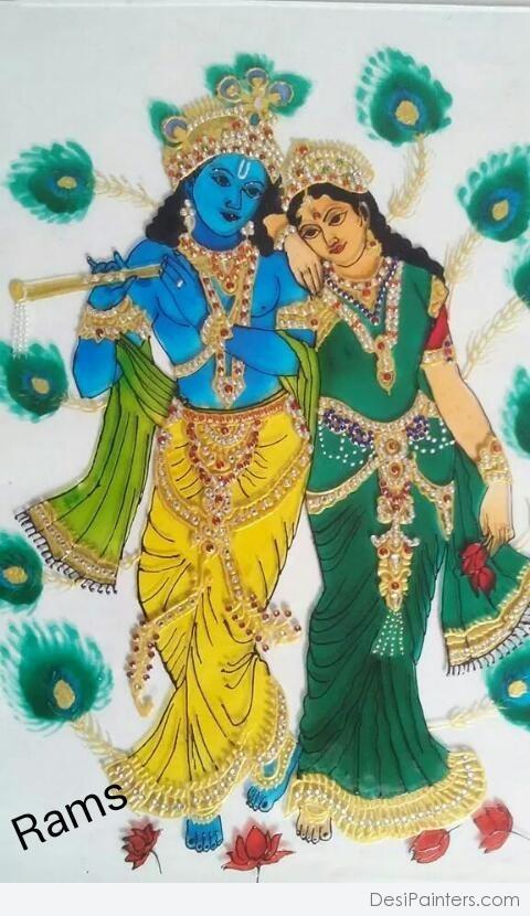 Beautiful Painting Of Radhakrishna - DesiPainters.com