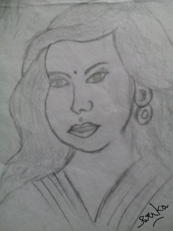 Pencil sketch of a simple girl - DesiPainters.com