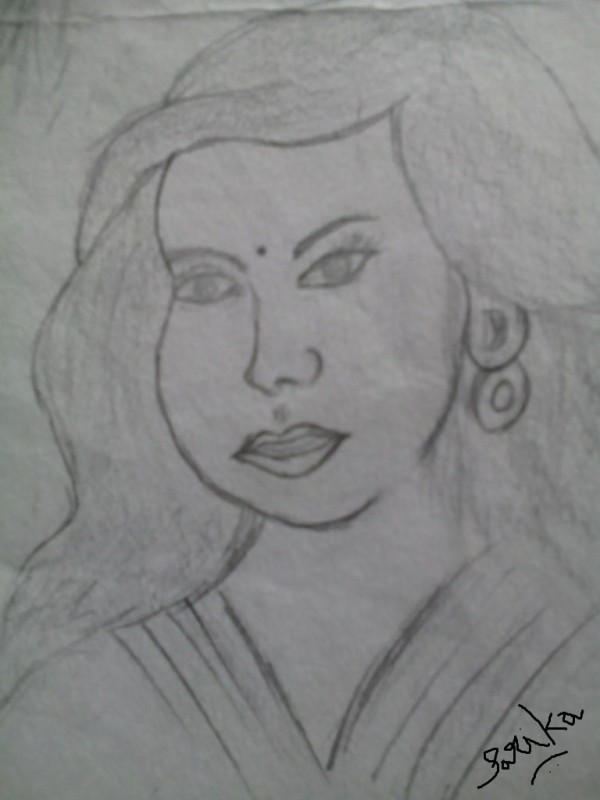  Pencil sketch of a simple girl