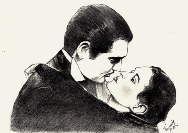 Pencil Sketch – ‘GONE WITH THE WIND’ love scene - DesiPainters.com