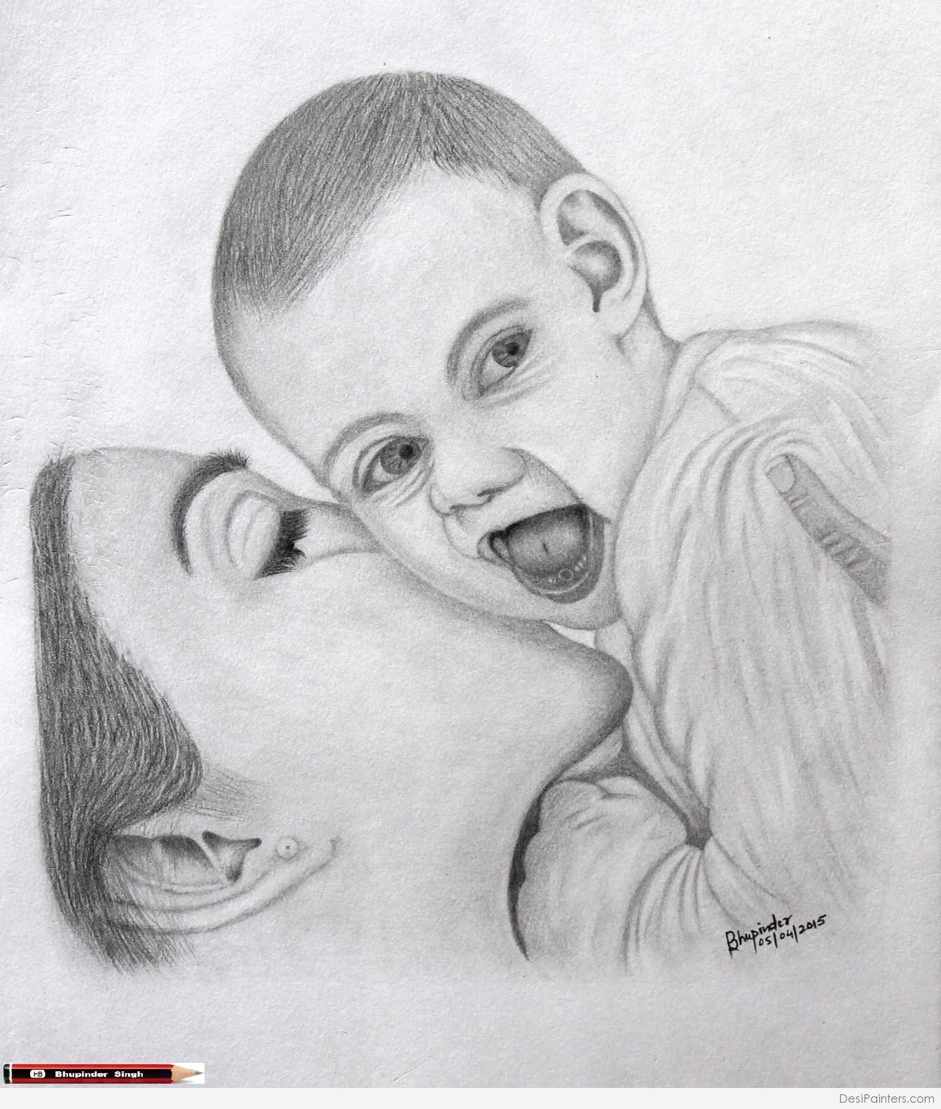 Pencil Sketch Of Mother’s Love
