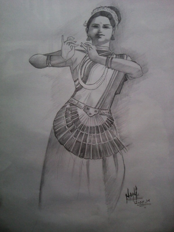 Pencil Sketch Of Kathak Girl - DesiPainters.com