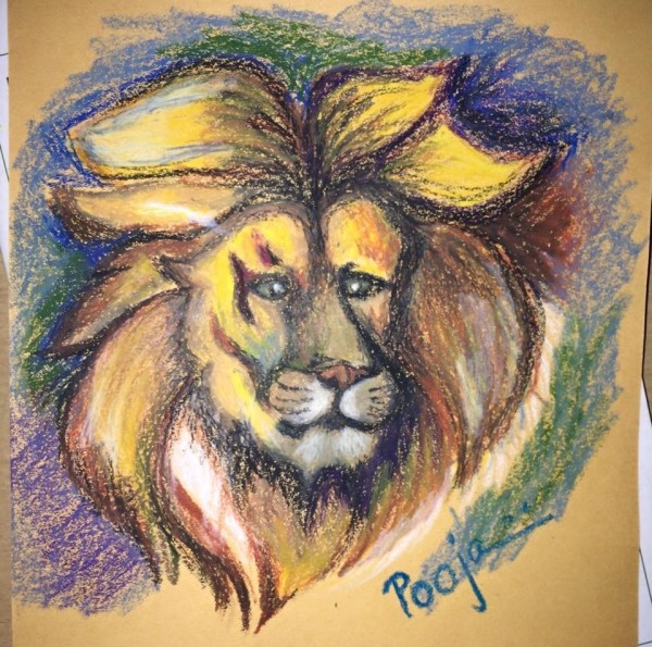 Pastel Painting Of Lion 