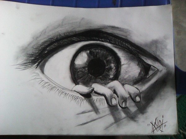 3D Pencil Sketch Of Eye - DesiPainters.com