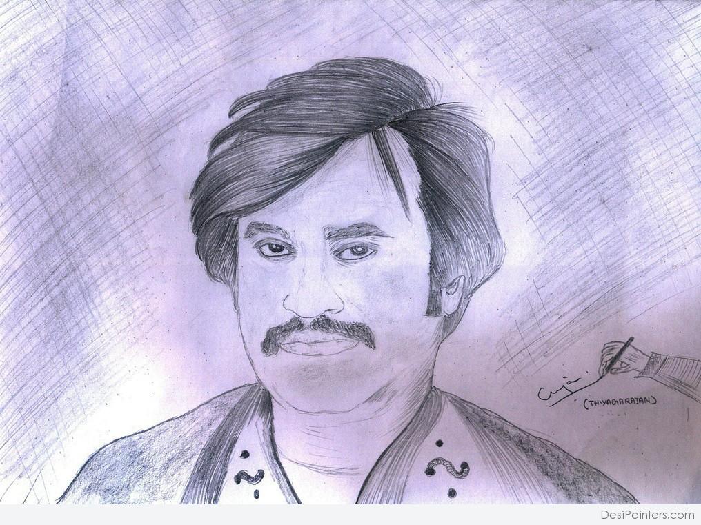 Pencil Sketch Of Rajinikanth Desi Painters