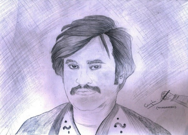 Pencil Sketch Of  Rajinikanth - DesiPainters.com