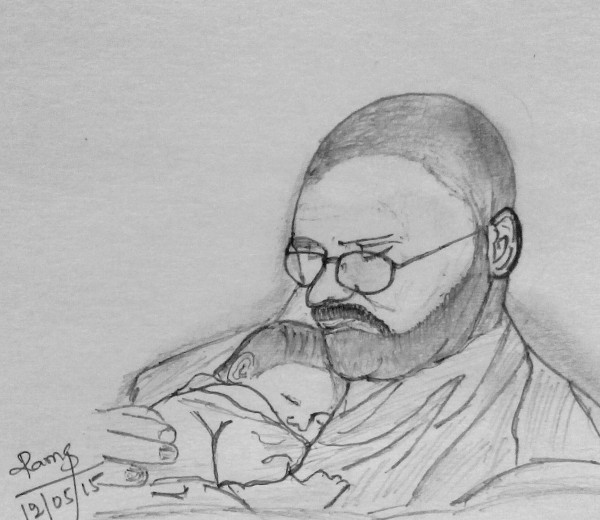 Pencil Sketch Of Father's Love