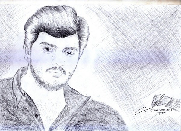 Ajith Kumar – Pencil art by Thiyagarajan V - DesiPainters.com