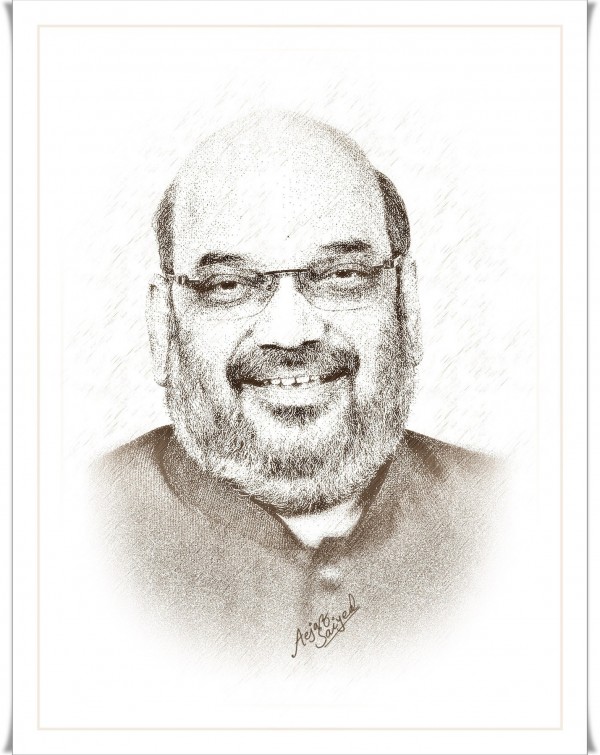 Digital Painting Of Amit Shah - DesiPainters.com