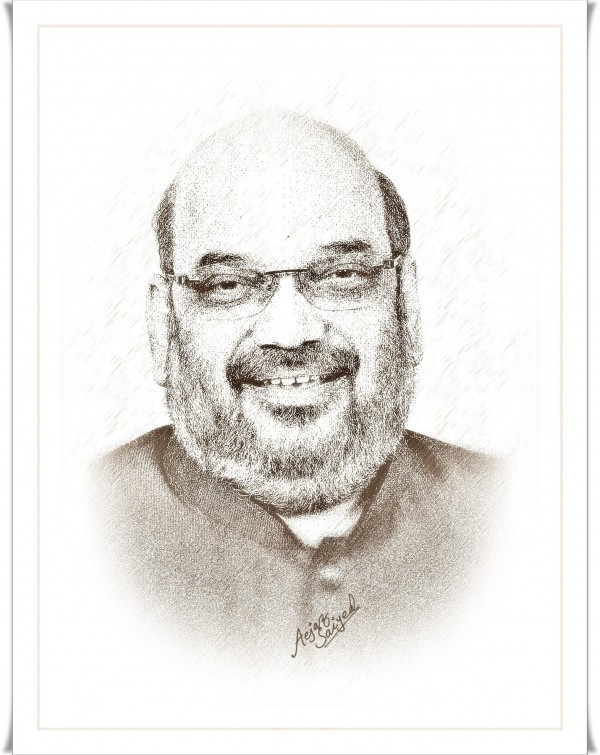 Digital Painting Of Amit Shah