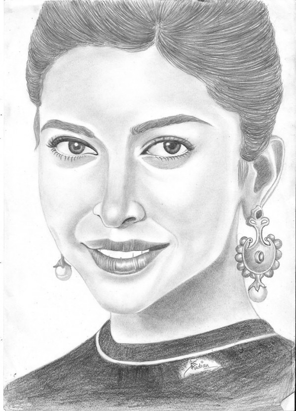 Pencil Sketch Of Deepika Padukon - DesiPainters.com