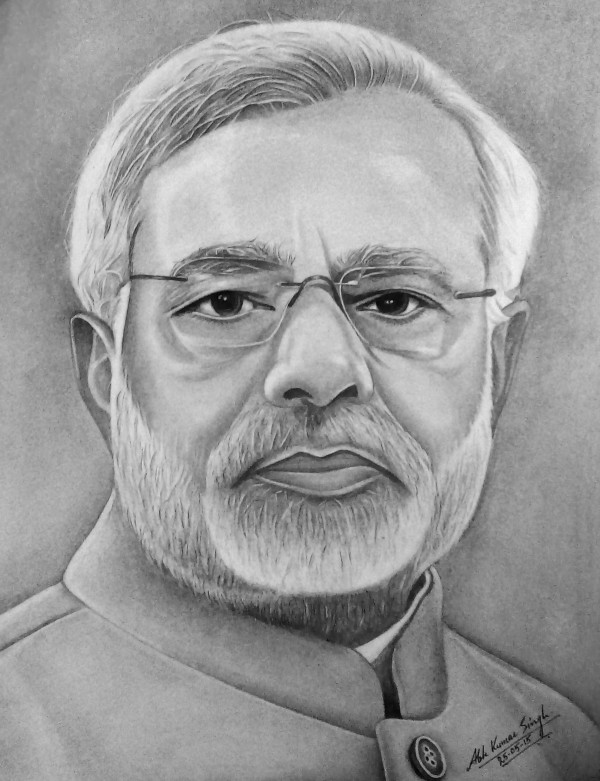 Pencil Sketch Of Narendra Modi - DesiPainters.com