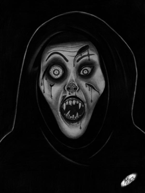 Pencil Sketch Of Scary Face 