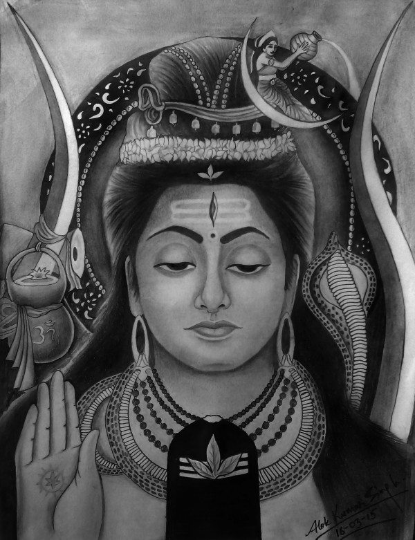 Pencil Sketch Of Lord Shiva - DesiPainters.com