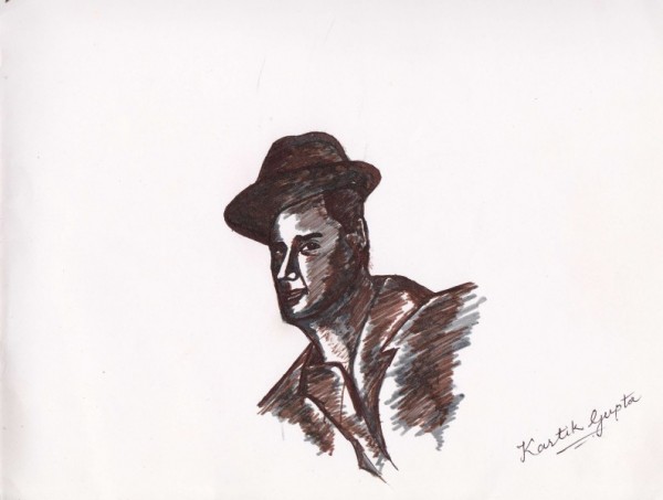 Ink Painting of Dev Anand - DesiPainters.com