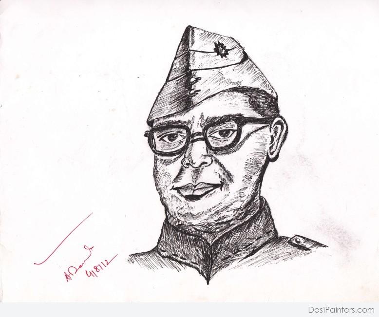 Subhas Chandra Bose Drawing Beautiful Art - Drawing Skill-saigonsouth.com.vn