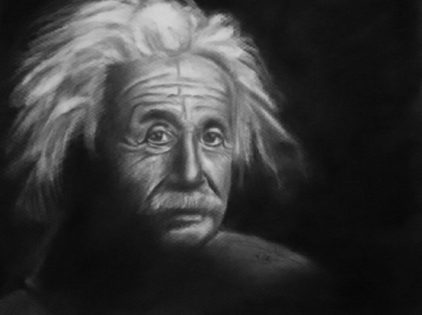 Charcoal Painting of Albert Einstein - DesiPainters.com
