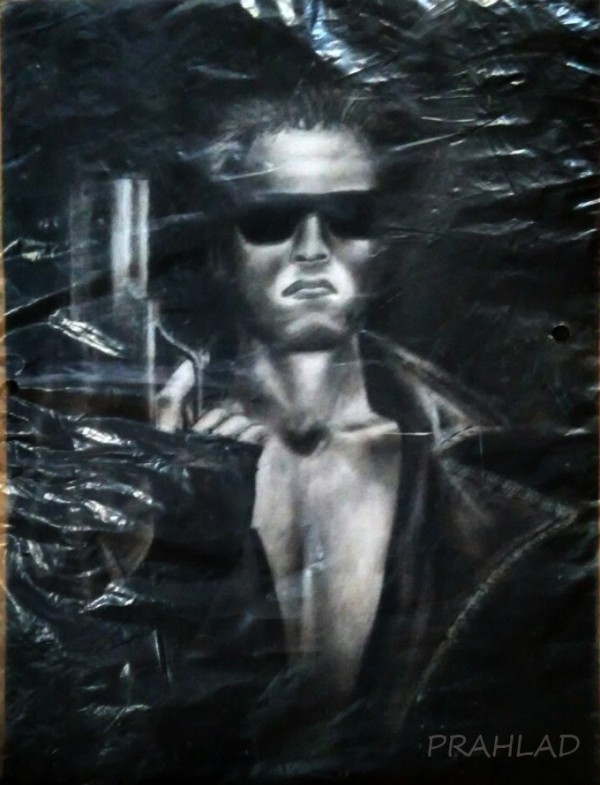 Charcoal Painting of Arnold - DesiPainters.com