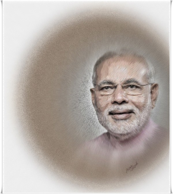 Digital Painting Of Prime Minister Narendra Modi - DesiPainters.com