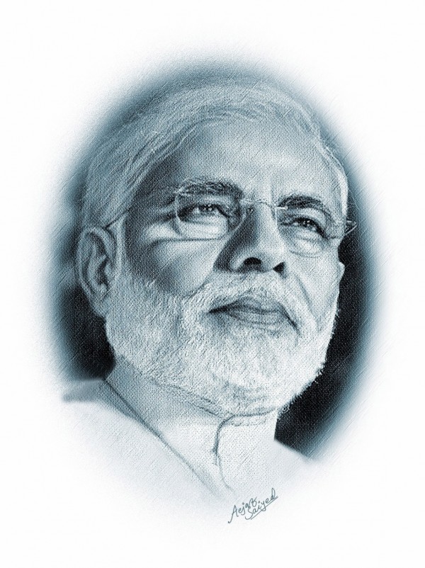 Digital Painting Of Narendra Modi - DesiPainters.com