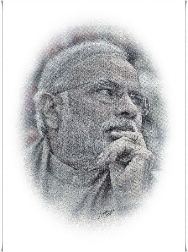 Digital Painting Of Narendra Modi - DesiPainters.com