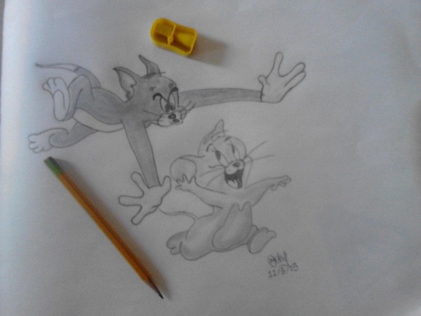 Pencil Sketch Of Tom And Jerry By Mohit Vyas