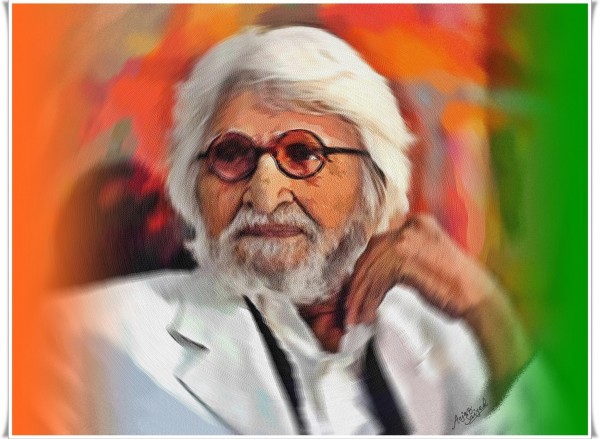 Digital Painting Of M.F.Hussain By Aejaz Saiyed