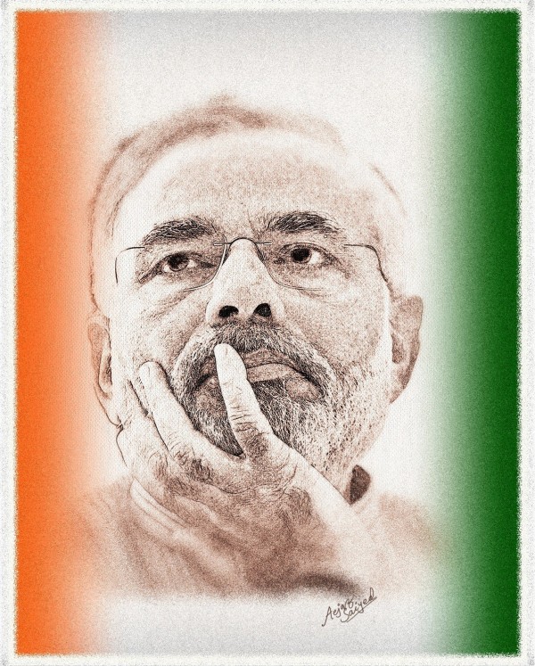 Digital Painting Of Narendra Modi By Aejaz Saiyed