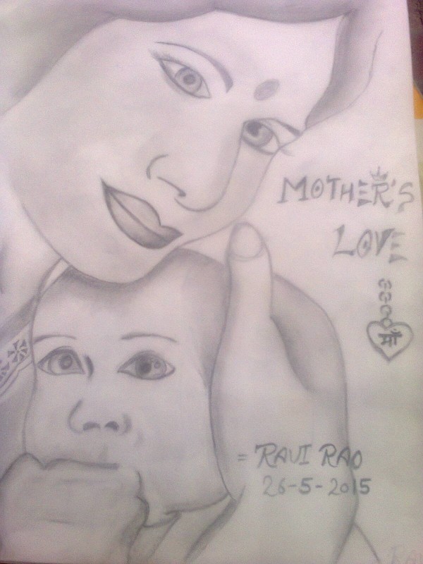 Pencil Sketch Of Mother's Love