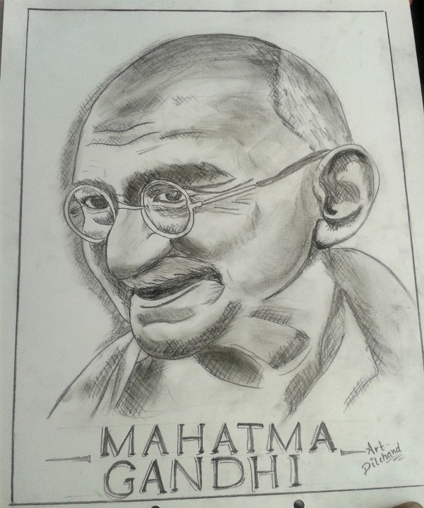 Pencil Sketch Of Mahatma Gandhi - DesiPainters.com