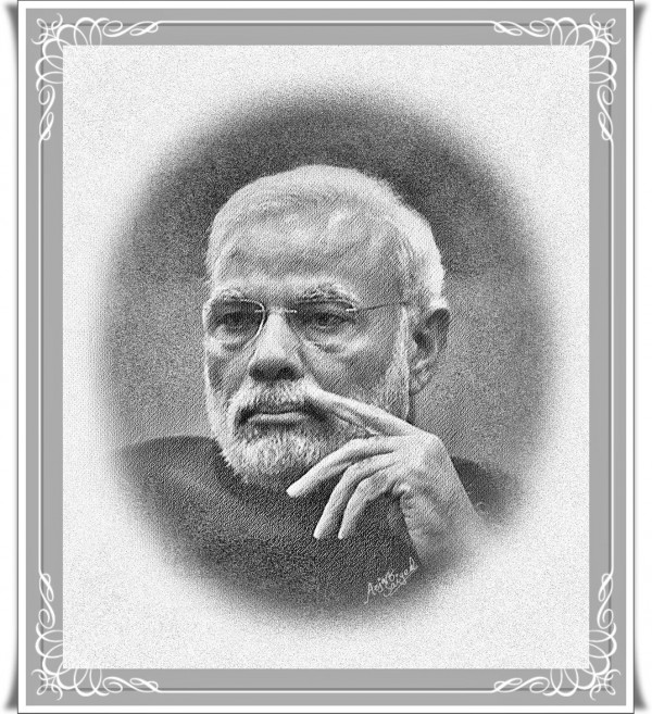 Digital Painting Of Shri Narendra Modi By Aejaz Saiyed