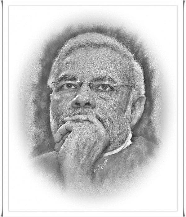 Beautiful Digital Painting Of Shri Narendra Modi - DesiPainters.com