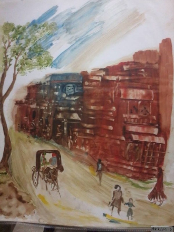 Oil Painting Of  Village - DesiPainters.com