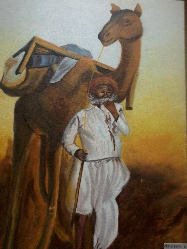 Flavor of Indian Desert- Acrylic Painting - DesiPainters.com
