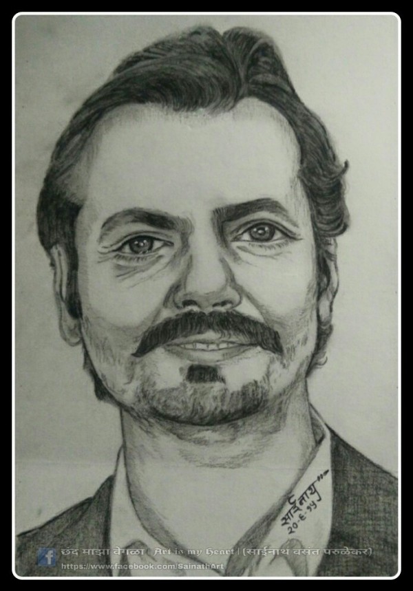 Pencil Sketch Of Actor Nawajuddin - DesiPainters.com