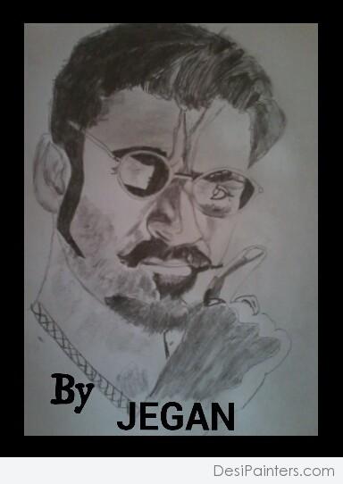 Pencil Sketch Of Actor Dhanush - DesiPainters.com