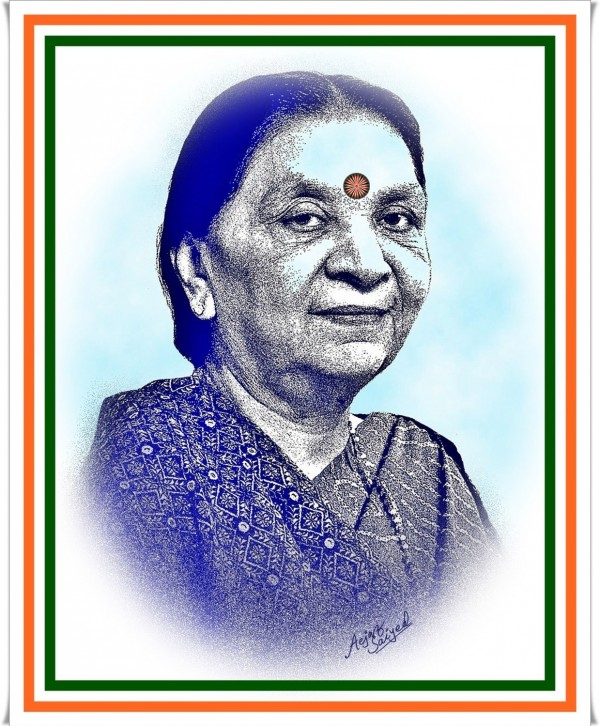 Digital Painting Of Anandiben Patel By Aejaz Saiyed - DesiPainters.com