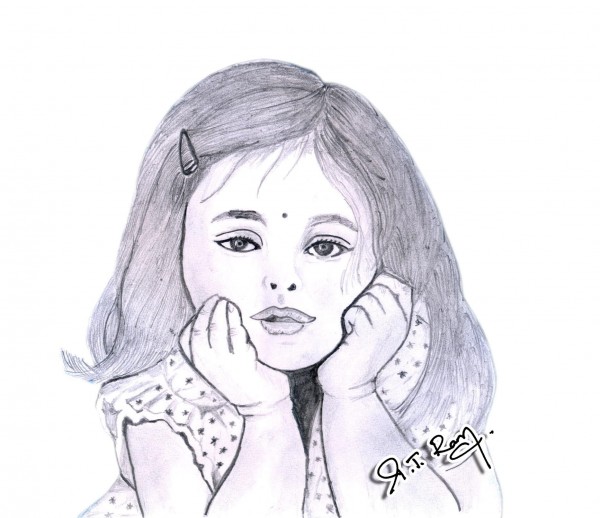 Pencil Sketch Of Cute Girl - DesiPainters.com