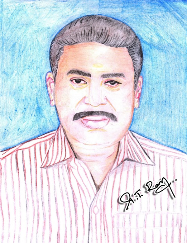 Pencil Sketch Of My Office Staff Member Selvam