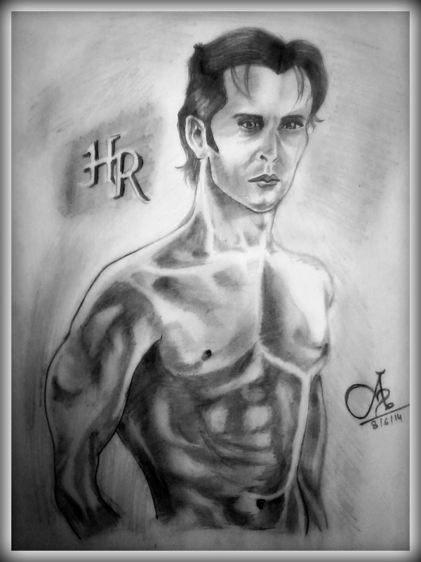 Pencil Sketch Of Hrithik Roshan's Body 
