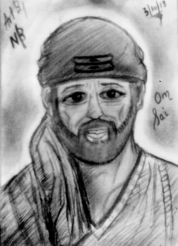 Pencil Sketch Of Shri Sai Baba - DesiPainters.com