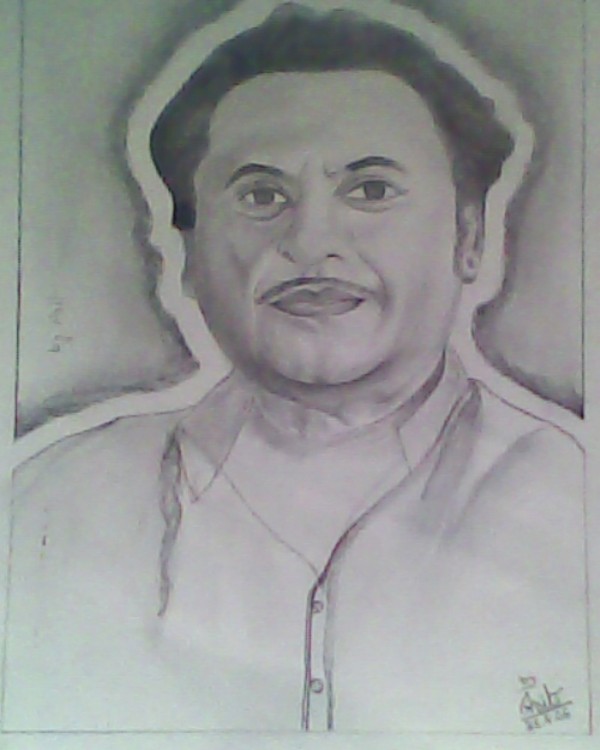 Pencil Sketch Of Kishore Kumar - DesiPainters.com