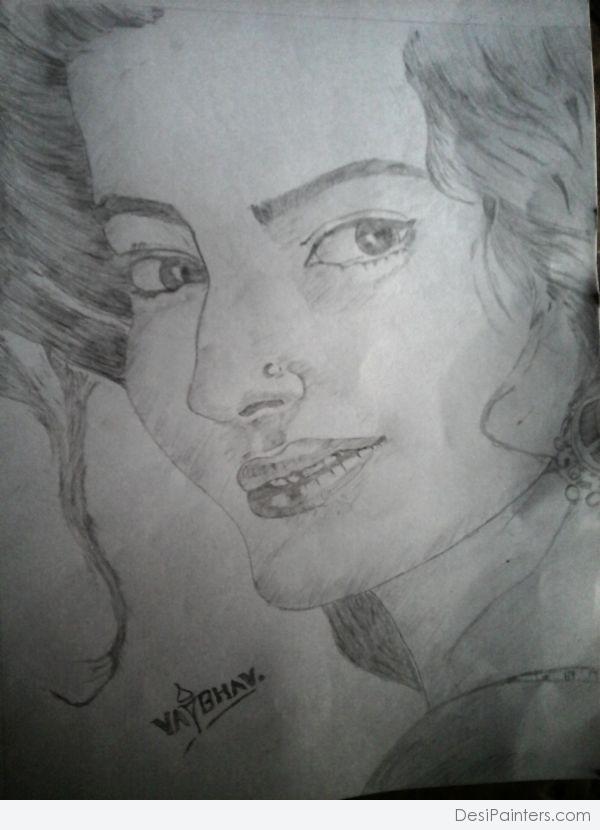 Pencil Sketch Of Sonam Kapoor - DesiPainters.com