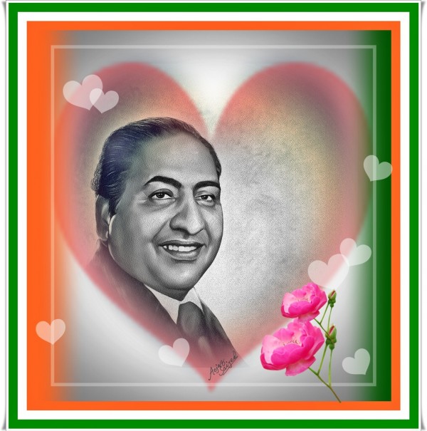 Mixed Painting Of Singer Mohammed Rafi
